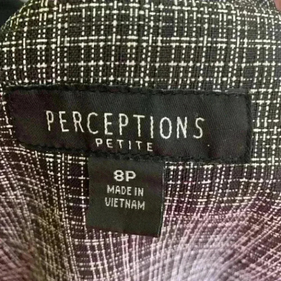 Perceptions petite blazer size 8p black white open front career jacket - Picture 8 of 9